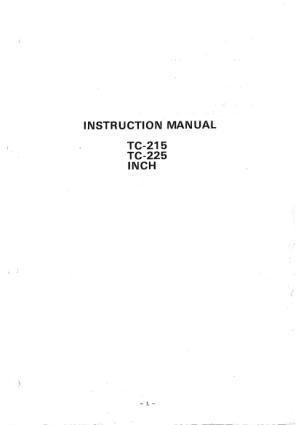 Brother TC-215 TC-225 Instruction Manual Inch