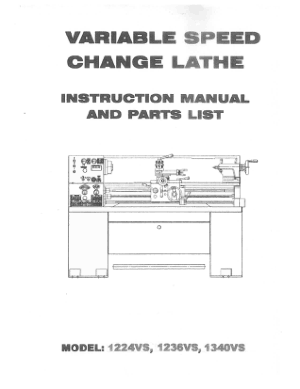 Kent USA SSM-1340BV Lathe Operation Manual Parts List