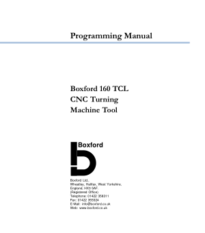 Boxford 160 TCL Programming Manual
