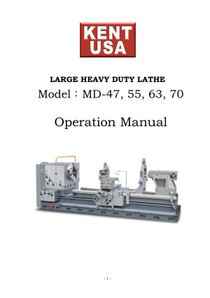 Kent USA MD Series Precision Lathe Operation Manual