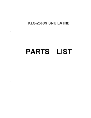 Kent USA KLS-2660N CNC Lathe Parts List Manual