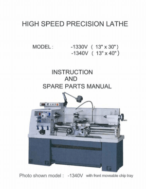 Kent USA TRL-1340V Operation Manual Precision Lathe