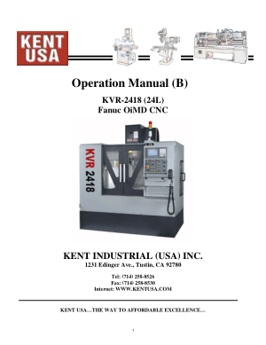 Kent USA KVR-2418 Operation Manual B Fanuc OiMD