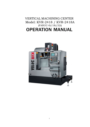Kent USA KVR-2418 VMC Operation Manual A