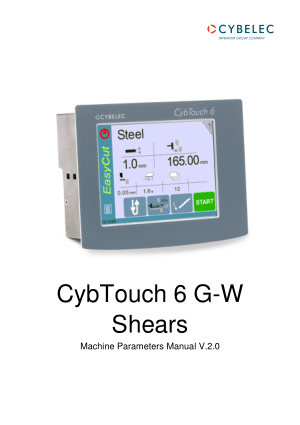 Cybelec CybTouch 6 G-W Shears Machine Parameters Manual