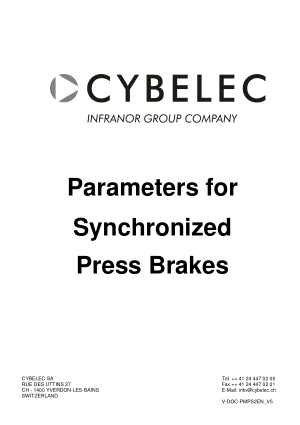 Cybelec Parameters for Synchronized Press Brakes V5.2