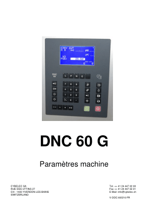 Cybelec DNC 60 G Paramètres machine