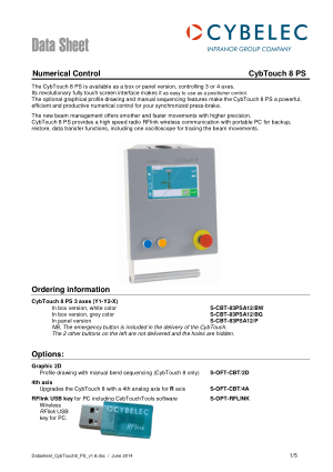 Cybelec Data Sheet CybTouch 8 PS Numerical Control
