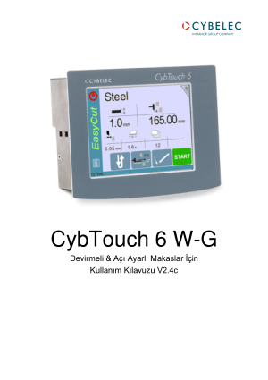 Cybelec CybTouch 6 W-G Devirmeli & Açı Ayarlı Makaslar İçin Kullanım Kılavuzu V2.4c