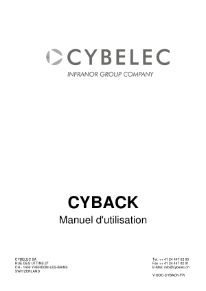 Cybelec CYBACK Manuel dutilisation