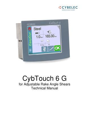 Cybelec CybTouch 6 G for Adjustable Rake Angle Shears Technical Manual
