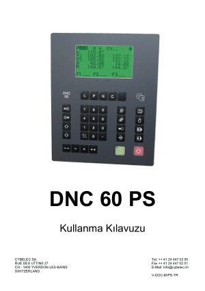 Cybelec DNC 60 PS Kullanma Kılavuzu