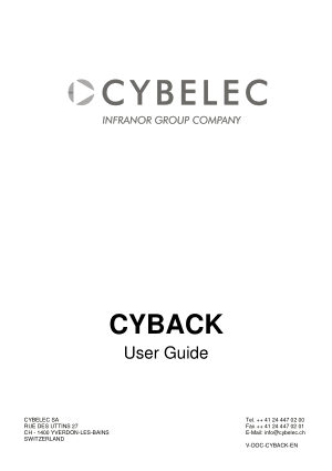 Cybelec CYBACK User Guide