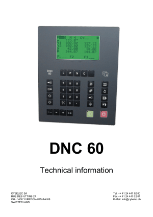 Cybelec DNC 60 Technical information