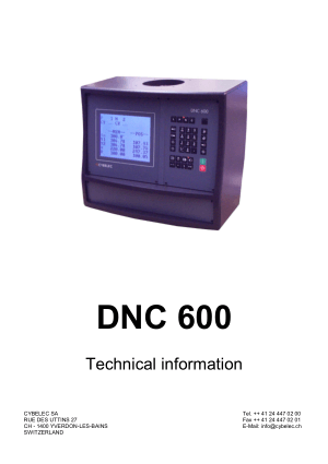 Cybelec DNC 600 Technical information