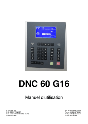 Cybelec DNC 60 G16 Manuel dutilisation