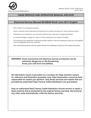 Haas Electrical Service Manual 96-0284D Rev D June 2011 English