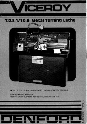 Viceroy TDS1 Metal Turning Lathe Manual