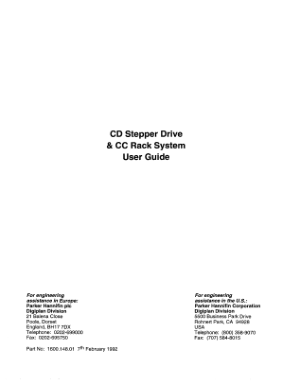 ﻿Parker CD Stepper Drive & CC Rack System User Guide
