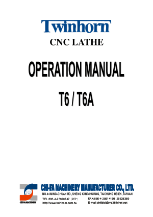 Twinhorn CNC Lathe T6 T6A Operation Manual