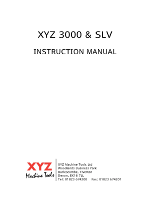 King Rich KR-V3000V V3000SLV XYZ 3000 Instruction Manual