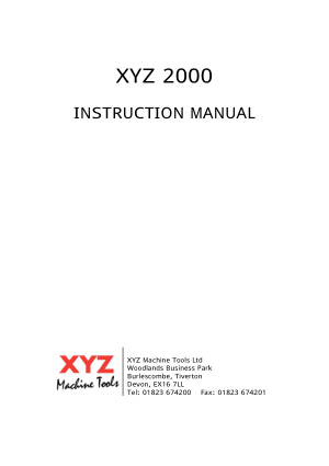 King Rich KR-V2000 XYZ 2000 Instruction Manual