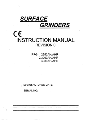 XYZ 1632 Surface Grinder Manual