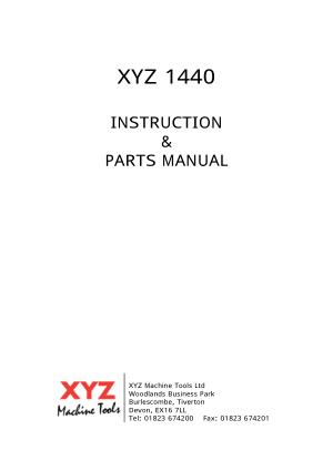 XYZ 1440 Instruction Parts Manual