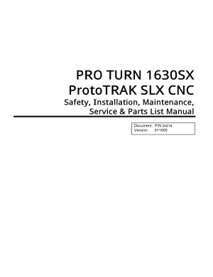 XYZ 1630 PRO TURN 1630SX ProtoTRAK SLX CNC Manual