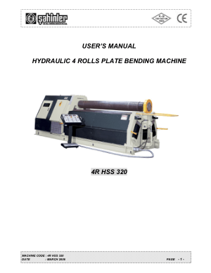 Sahinler Metal 4R HSS 320 Hydraulic 4 Rolls Plate Bending Machine User Manual
