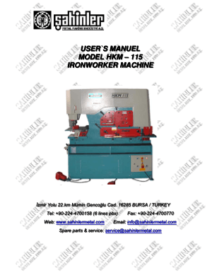 Sahinler Metal HKM-115 Ironworker Machine User Manual