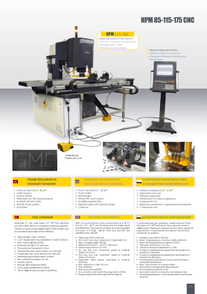 Sahinler Metal HPM 115 CNC Technical Specifications