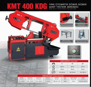 Karmetal KMT 400 KDG MDG Semi-auto Miter Band Saw Technical Specifications