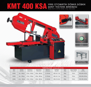 Karmetal KMT 400 KSA Semi-auto Miter Band Saw Technical Specifications