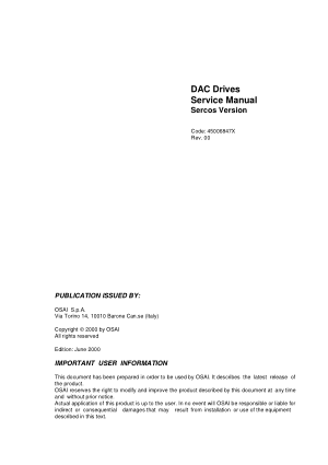 OSAI DAC Drives Service Manual Sercos Version