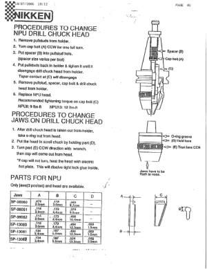 Nikken NPU Drill Chuck Head Body Replacement Instruction Manual
