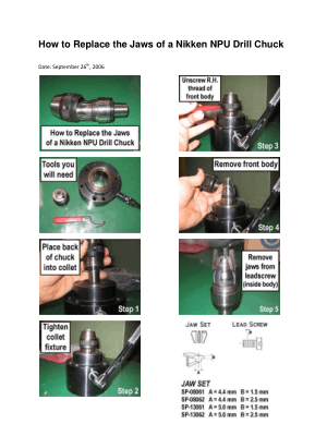 Nikken NPU Drill Chuck Jaw Replacement Instruction Manual