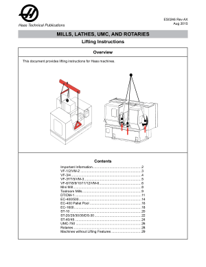 Haas Mills Lathes UMC & Rotaries Lifting Instructions