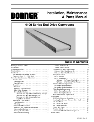 DORNER 4100 Series End Drive Conveyors Installation Maintenance Parts Manual