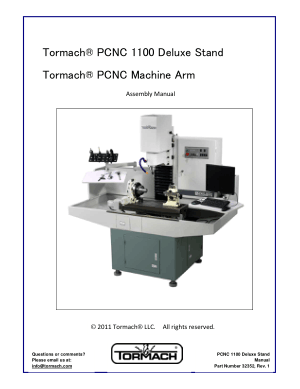 Tormach PCNC 1100 Deluxe Stand Tormach PCNC Machine Arm Assembly Manual