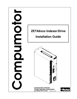 Parker Compumotor ZETA6xxx Indexer Drive Installation Guide