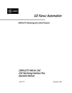Fanuc CIMPLICITY HMI for CNC Machining Interface Plus Operation Manual GFK-1777