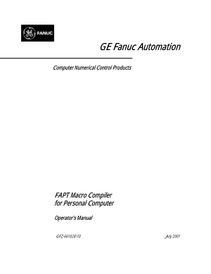 Fanuc FAPT Macro Compiler for Personal Computer Operators Manual GFZ-66102E/10