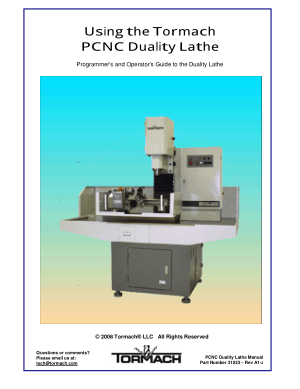 Tormach PCNC Duality Lathe Programmer’s and Operator’s Guide