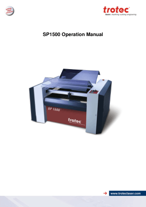 Trotec Laser SP1500 Operation Manual