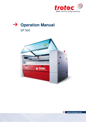 Trotec Laser SP 500 Operating Manual