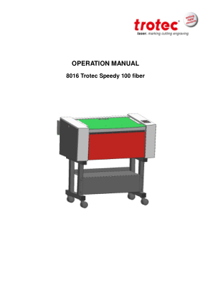 Trotec Laser 8016 Trotec Speedy 100 fiber Operation Manual