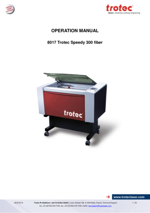 Trotec Laser 8017 Trotec Speedy 300 fiber Operation Manual