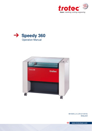 Trotec Laser Speedy 360 Operation Manual