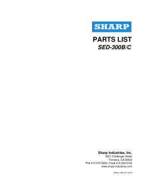 Sharp Compact EDM SED-300B C Parts List